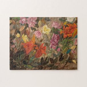 Blommor i en trädgård   Tadeusz Makowski Pussel