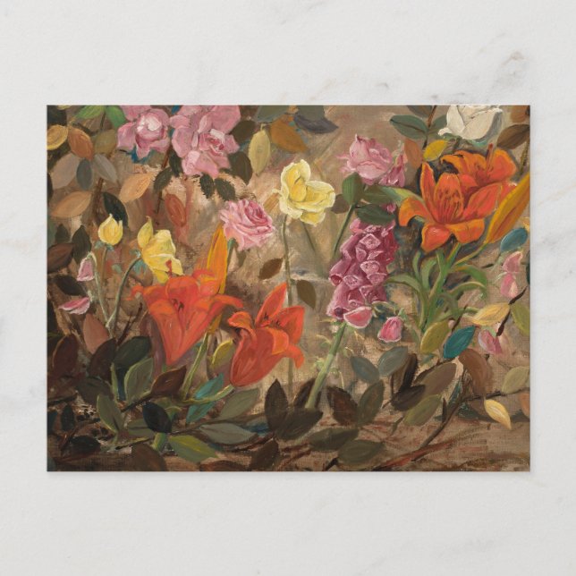 Blommor i en trädgård | Tadeusz Makowski Vykort (Framsida)