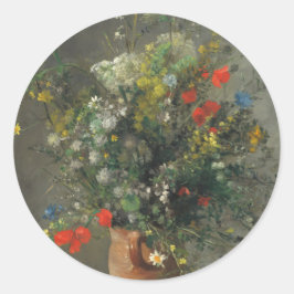 Blommor i en vas (2) av Auguste Renoir Runt Klistermärke