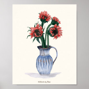Blommor i en vas akvarell poster