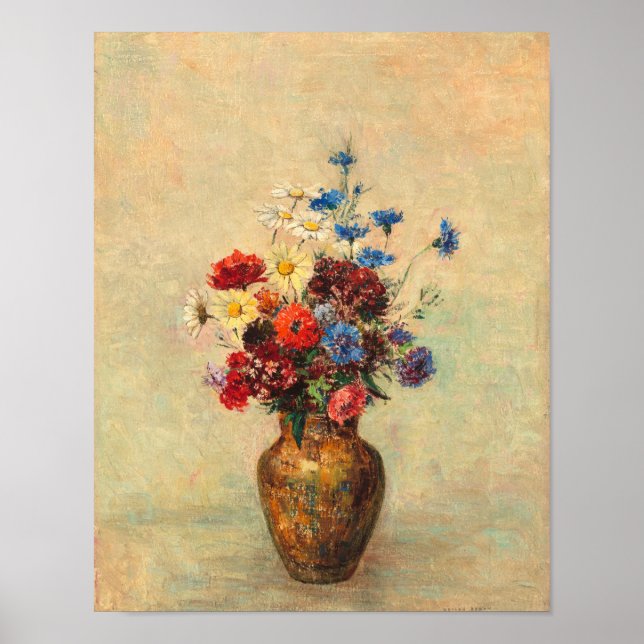Blommor i en vas av Odilon Redon Poster (Framsidan)