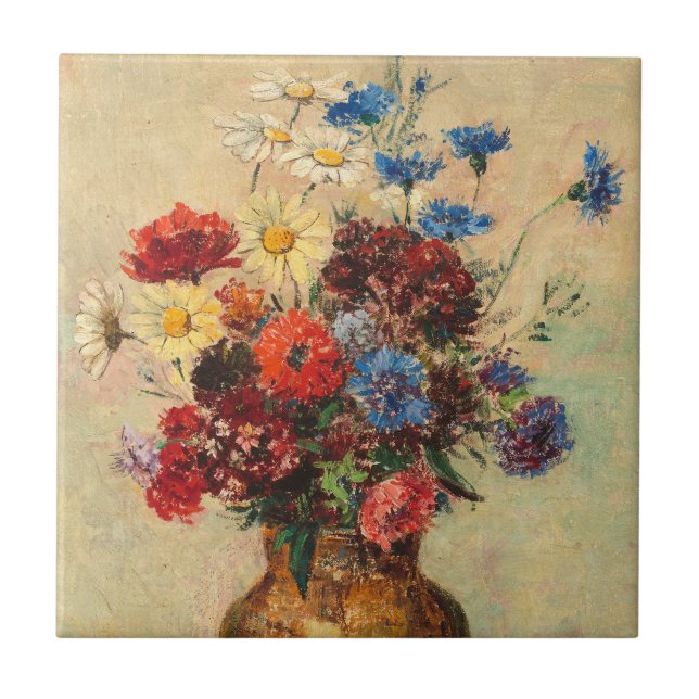 Blommor i en vas, c.1910 kakelplatta (Framsidan)