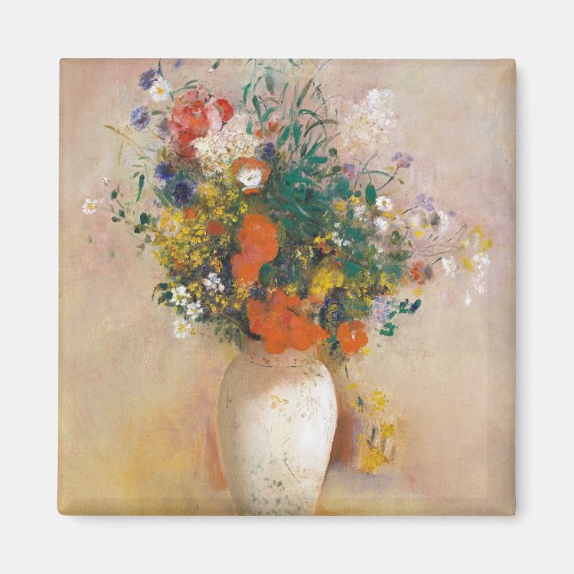 Blommor i en Vas-målarfärg Odilon Redon Fantastisk Magnet (Framsidan)