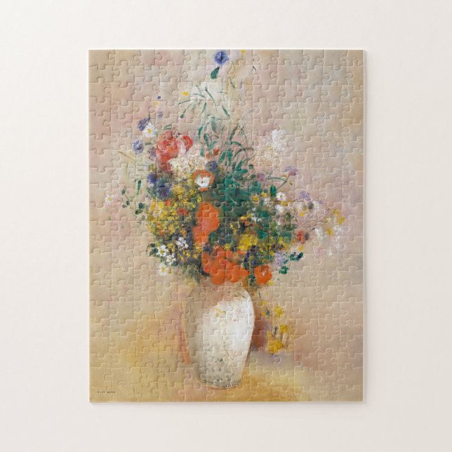 Blommor i en Vas-målarfärg Odilon Redon Fantastisk Pussel (Vertikal)