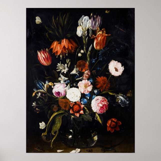 Blommor i ett glas vas Jan van Kessel, äldre Poster (Framsidan)
