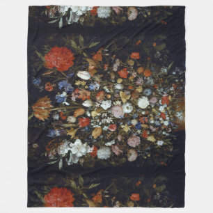 Blommor i ett träkärl Jan Brueghel den äldre Fleecefilt