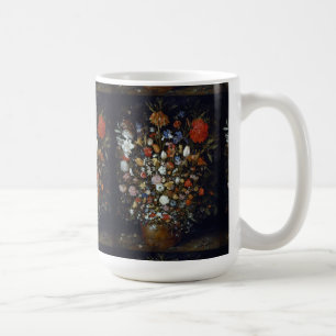 Blommor i ett träkärl Jan Brueghel den äldre Kaffemugg