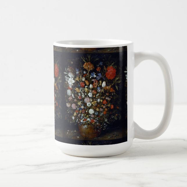 Blommor i ett träkärl Jan Brueghel den äldre Kaffemugg (Höger)