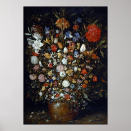 Blommor i ett träkärl Jan Brueghel den äldre Poster