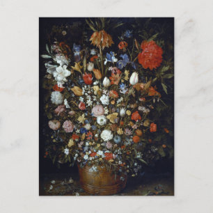Blommor i ett träkärl Jan Brueghel den äldre Vykort