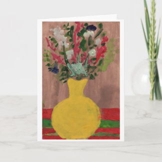 Blommor i ett vas-kort för gult kort