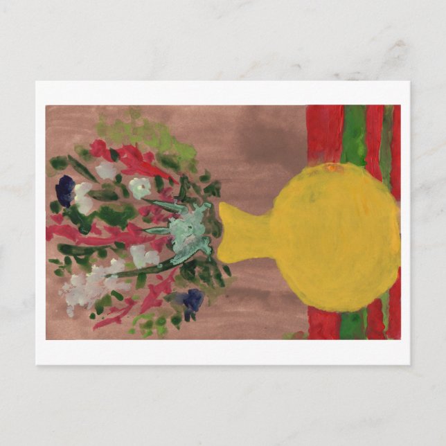 Blommor i ett vykort för gult vas (Framsida)