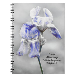 Blommor i Faith Iris Strength Prayer - bärbar dato Anteckningsbok
