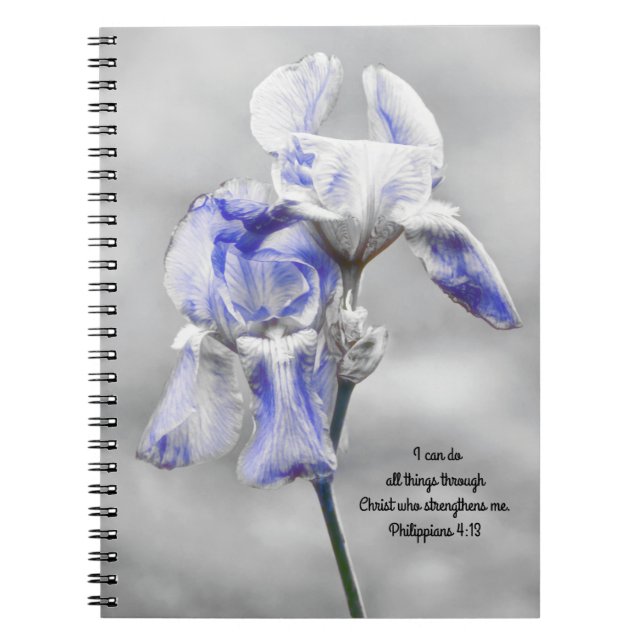 Blommor i Faith Iris Strength Prayer - bärbar dato Anteckningsbok (Framsidan)