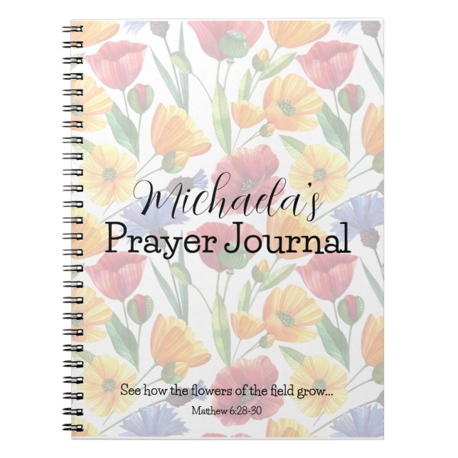 Blommor i Fält Prayer Journal Anteckningsbok (Framsidan)