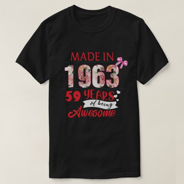 Blommor i Fantastisk 1963 59:e födelsedagen T Shirt (Design framsida)