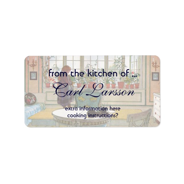 Blommor i fönsterrutan av Carl Larsson Adressetikett (Framsidan)