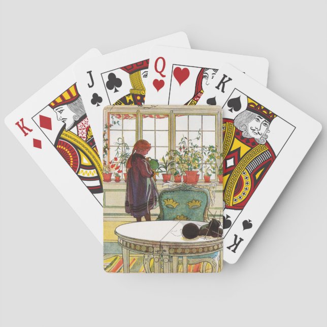 Blommor i fönsterrutan av Carl Larsson Casinokort (Baksidan)