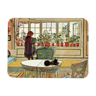 Blommor i fönsterrutan av Carl Larsson Magnet