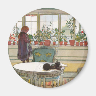 Blommor i fönsterrutan av Carl Larsson Magnet