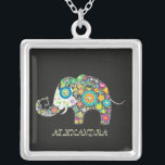 Blommor i form av en elefant silverpläterat halsband<br><div class="desc">Färgfulla återblommor i form av en elefant. Design finns på många andra produkter. På begäran för alla produkter.</div>