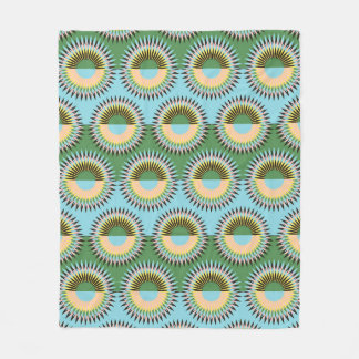 Blommor i form av reflexblå grönt mönster. fleecefilt