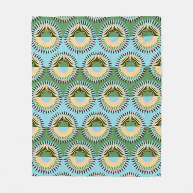 Blommor i form av reflexblå grönt mönster. fleecefilt (Framsidan)