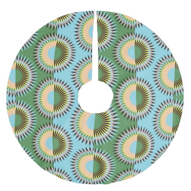 Blommor i form av reflexblå grönt mönster. julgransmatta borstad polyester (Framsidan)