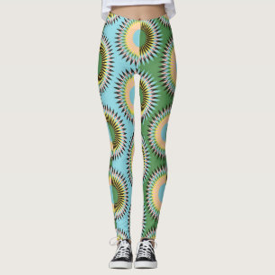 Blommor i form av reflexblå grönt mönster. leggings