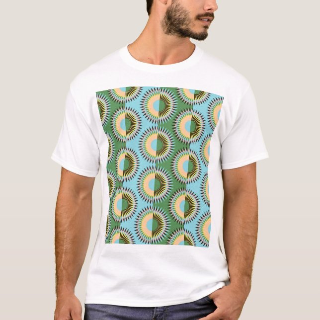 Blommor i form av reflexblå grönt mönster. t shirt (Framsida)