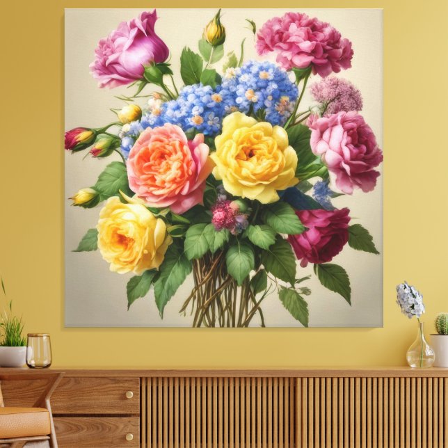 Blommor i full blom canvastryck (Insitu (Vardagsrum))