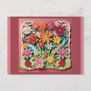 Blommor i Garden Papper konst Vykort