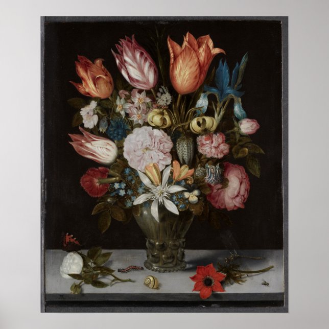 Blommor i glas, 1606 Ambrosius Bosschaert Oil Poster (Framsidan)