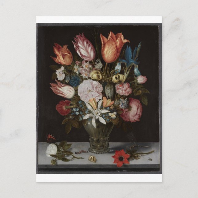 Blommor i glas, Ambrosius Bosschaert, olja Vykort (Framsida)