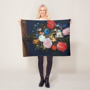 Blommor i glasfartyget Jan Brueghel den äldre Fleecefilt