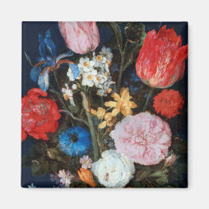 Blommor i glasfartyget Jan Brueghel den äldre Magnet