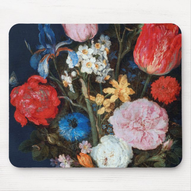 Blommor i glasfartyget Jan Brueghel den äldre Musmatta (Framsidan)
