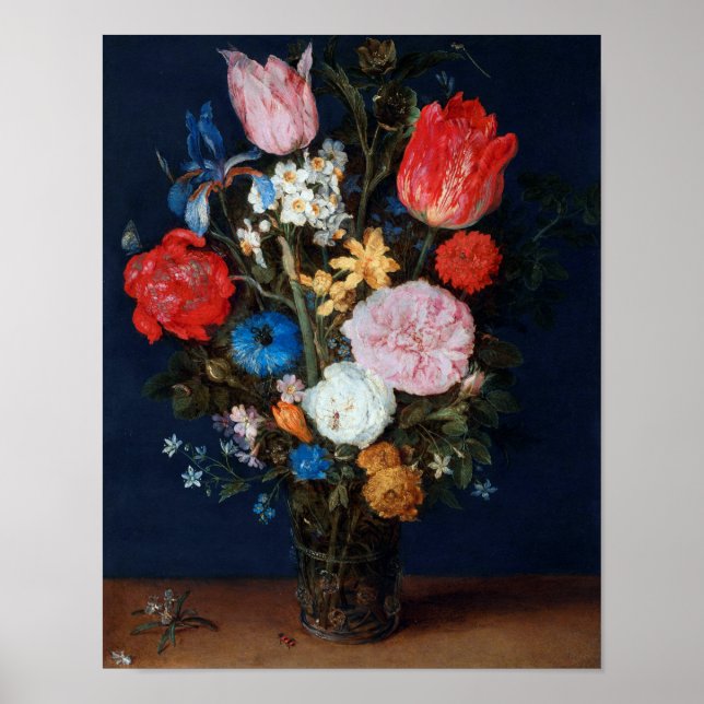 Blommor i glasfartyget Jan Brueghel den äldre Poster (Framsidan)