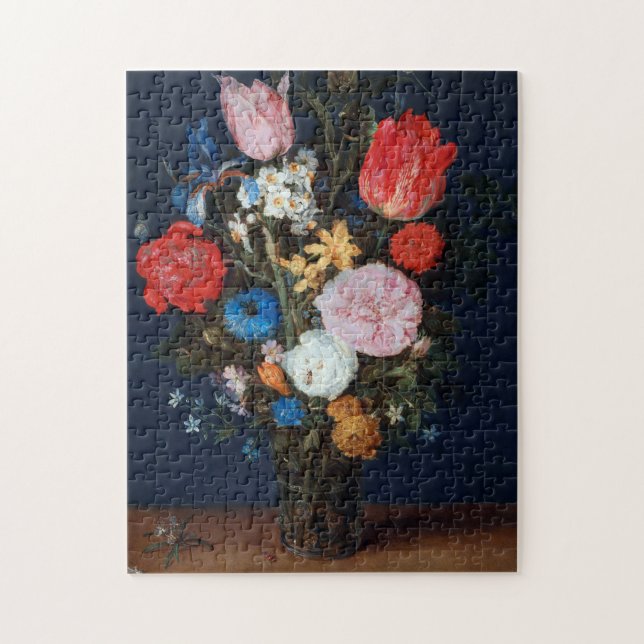 Blommor i glasfartyget Jan Brueghel den äldre Pussel (Vertikal)