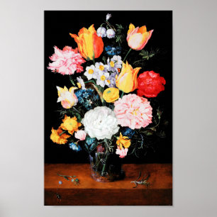 Blommor i glasfartyget Jan Brueghel the Younger Poster