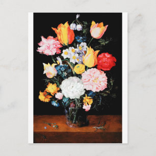 Blommor i glasfartyget Jan Brueghel the Younger Vykort