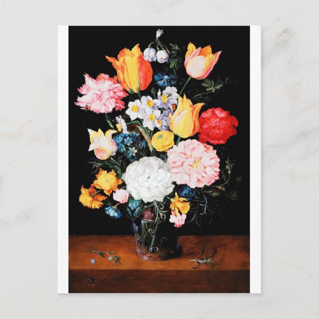 Blommor i glasfartyget Jan Brueghel the Younger Vykort (Framsida)