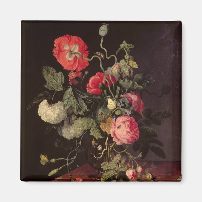 Blommor i Glass Vas, 1667 Magnet (Framsidan)