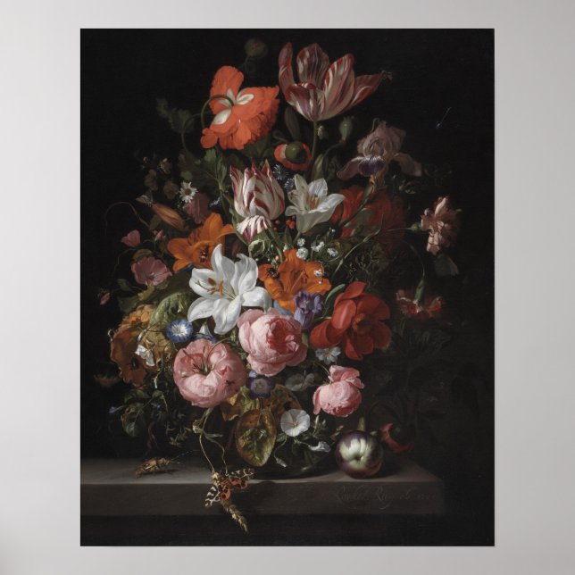Blommor i Glass Vas, 1704 Poster (Framsidan)