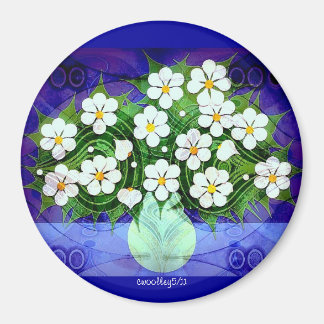 Blommor i Grönt Vas vid Midnight Magnet