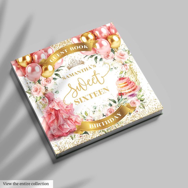  blommor i Guest Bok Sweet sixteen Guld (Chic Blush Gold Guest Book Sweet Sixteen)