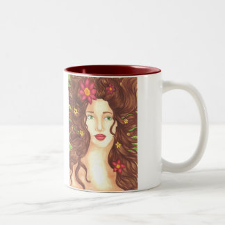 Blommor i håret Mugg 33cl (Vit/Brännvinröd)