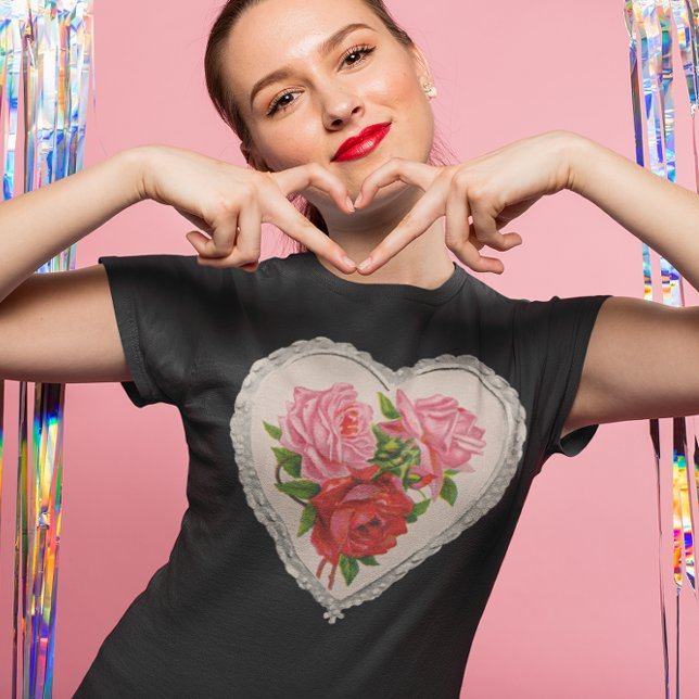 Blommor i Heart T-shirt (Flowers in Heart Womens T-shirt)