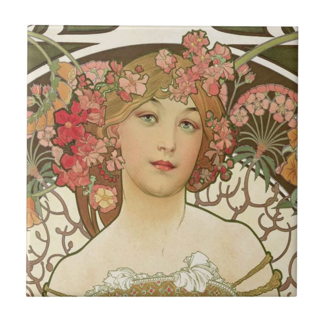 Blommor i henne hår kakelplatta (Framsidan)