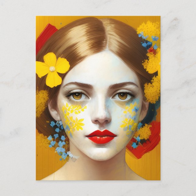 Blommor i hennes hår vykort (Framsida)